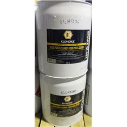 TWO 18L BARRELS OF KLONDIKE BRAKE PARTS CLEANER