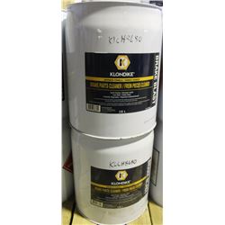 TWO 18L BARRELS OF KLONDIKE BRAKE PARTS CLEANER