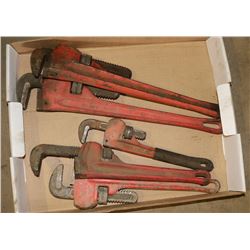 FLAT OF VARIOUS PIPE WRENCHES