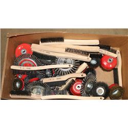 BOX OF ASSORTED NEW WIRE BRUSHES & WHEEL BRUSHES