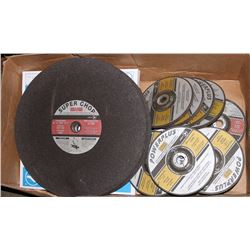 BOX OF VARIOUS SIZED NEW GRINDING/CUTTING WHEELS