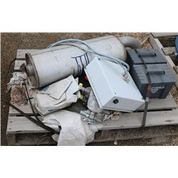 PALLET WITH MUFFLER, ELECTRICAL BOX, HOSES &