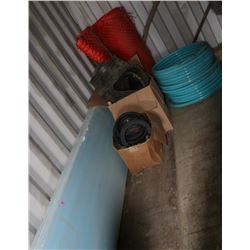 LOT OF SNOW FENCING, RUBBER SEALS, PVC HOSE &