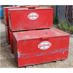 LOT OF 5 METAL BOXES WITH SAND