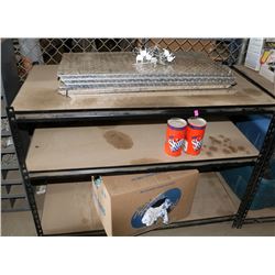 SHELF WITH CONTENTS, INCLUDES HOOK RACKS & BOX