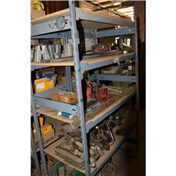 SHELF WITH CONTENTS, INCLUDES SAWS, METRE STICKS,