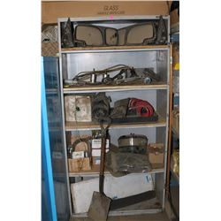 SHELF WITH CONTENTS, INCLUDES TRUCK MIRRORS,