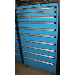 BLUE 10 DRAWER METAL PARTS CABINET