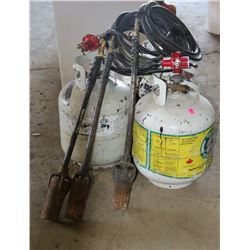 LOT OF 3 TIGER TORCHES WITH PROPANE TANKS