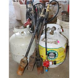 LOT OF 3 TIGER TORCHES WITH PROPANE TANKS