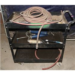 3 TIER ROLLING SHOP CART WITH CONTENTS