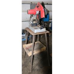 MILWAUKEE CHOP SAW ON STAND WITH EXTRA BLADES