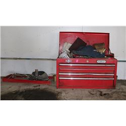 RED TOOLBOX WITH CONTENTS OF VARIOUS TOOLS