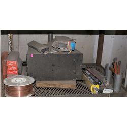 LOT OF VARIOUS WELDING RODS & STORAGE BOX