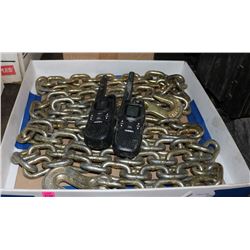 LOT OF 2 HOOK CHAIN & 2 RADIOS(NO CHARGERS)
