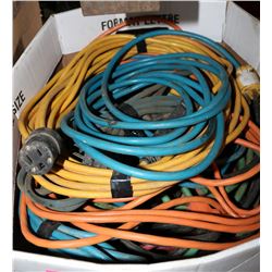 LARGE BOX OF VARIOUS EXTENSION CORDS