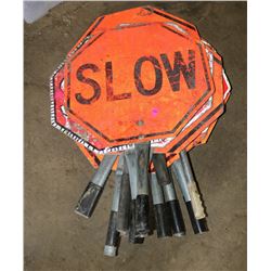 LOT OF STOP & SLOW HANDHELD SIGNS