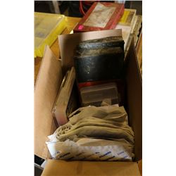 BOX OF DREMEL BITS, GASKETS & MORE
