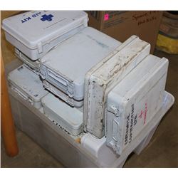 LARGE LOT OF METAL FIRST AID KITS