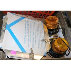 BOX WITH TWO 12 VOLT BEACON LIGHTS, 3 METAL