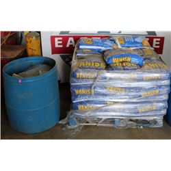 PALLET OF ICE MELT & BARREL OF ICE MELT