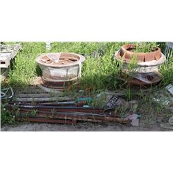 LOT OF METAL MANHOLE FORMS & WATER SHUTOFF POLES