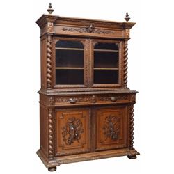 French Henri Ii Style Carved Oak Game Sideboard