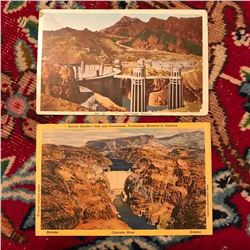 Pair of Early 1900's Souvenir Travel Postcards, Hoover & Boulder Dam Nevada