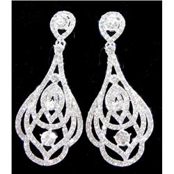 Silver Clear Rhinestone Drop Dangle Earrings