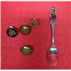 Image 1 : Sterling Silver RCMP Spoon + RCMP Buttons and Pins