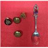 Image 1 : Sterling Silver RCMP Spoon + RCMP Buttons and Pins