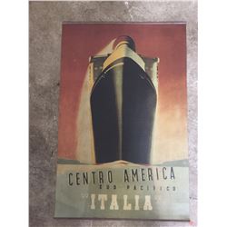 Vintage Europe Advertising Poster. Canvas with Metal Ends. Measures 19  x29 