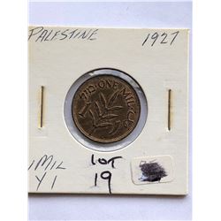 1927 Palestine 1 Mil Coin Nice