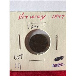 1897 Norway 10 Ore Coin