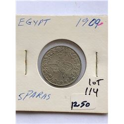 1909 EGYPT 5 Paras Coin Nice