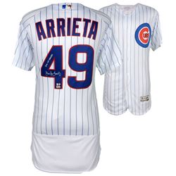 Jake Arrieta Signed Cubs Authentic Majestic 2016 World Series Jersey Inscribed "2016 WS Champs" (Fan