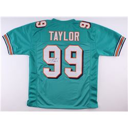 Jason Taylor Signed Dolphins Jersey Inscribed "HOF 17" (JSA COA)