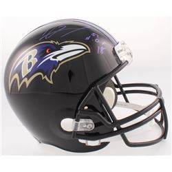 Ray Lewis Signed Ravens Full-Size Helmet Inscribed "H.O.F 18"  (Radtke COA  Lewis Hologram)