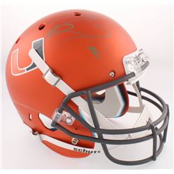 Ray Lewis Signed Miami Hurricanes Full-Size Custom Matte Orange Helmet (Radtke COA  Lewis Hologram)