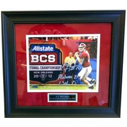 AJ McCarron Signed Alabama Crimson 23x27 Custom Framed Photo Display Inscribed "Alabama 21 LSU 0" (R