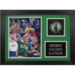 Larry Bird Signed Celtics 14x18.5 Custom Framed Photo Display (PSA COA)