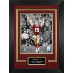 Joe Montana Signed 49ers 14x18.5 Custom Framed Photo Display (Beckett COA  Montana Hologram)