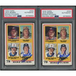 Lot of (2) Jack Morris Signed 1978 Topps #703 Rookie Pitchers RC (PSA Encapsulated)
