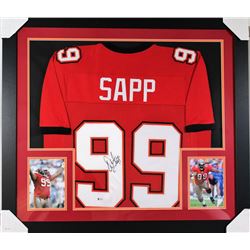 Warren Sapp Signed Buccaneers 31x35 Custom Framed Jersey (Beckett COA)