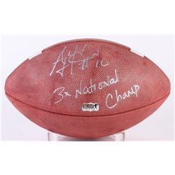 A.J. McCarron Signed Official NCAA Football Inscribed "3x National Champ!" (Radtke Hologram)