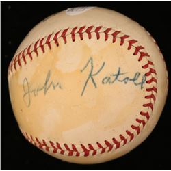 Jack Katoll Signed ONL Baseball (JSA COA)