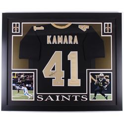 Alvin Kamara Signed New Orleans Saints 35x43 Custom Framed Jersey (Beckett COA)