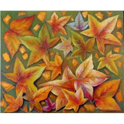 Adriana Constanza Signed "Autumn" 23x28 Original Oil Painting on Canvas (PA LOA)