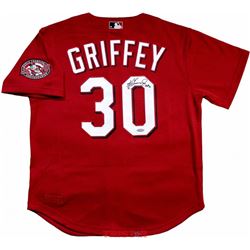 Ken Griffey Jr. Signed Cincinnati Reds Mitchell  Ness Throwback Jersey Inscribed "HOF 16" (TriStar H