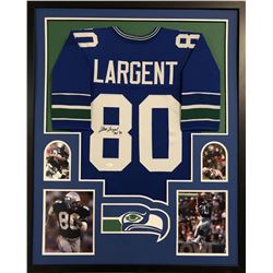 Steve Largent Signed Seattle Seahawks 35x43 Custom Framed Jersey Inscribed "HOF '95" (JSA COA)